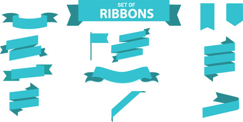 15 sets of ribbon with a white background.