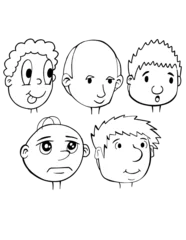 Foto auf Acrylglas Karikaturzeichnung Cartoon Heads and Faces Vector Illustration Art Set
