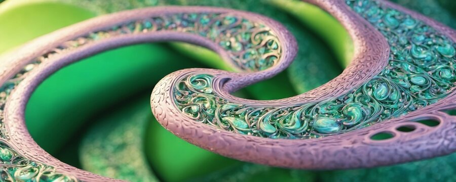 a close up of a green plant with a spiral design