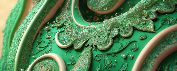 a green and gold dress with a pattern