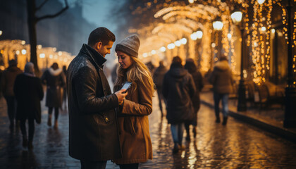 tourist couple in Paris,Generative AI