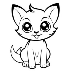 black and white illustration of cat