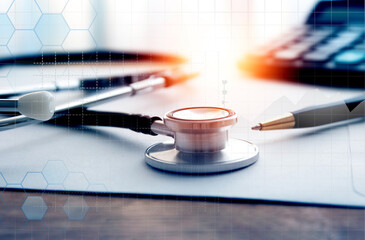 Medical marketing and Healthcare business analysis report - obrazy, fototapety, plakaty
