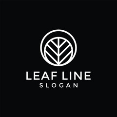 Abstract Leaf Logo design vector template linear style.