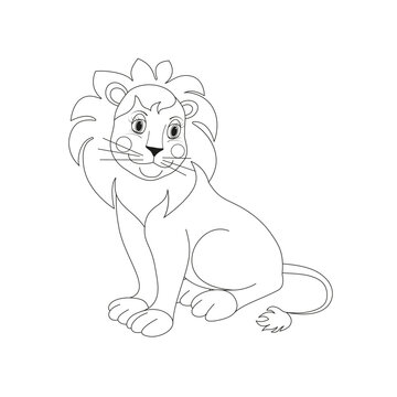 Lion for coloring book or coloring page for kids vector clipart. Kids Coloring Book for Children. 