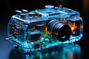 Fototapeta na wymiar The hyper technologic photo camera of the future