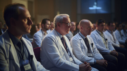 Obraz premium A group of doctors attending a cancer research conference.