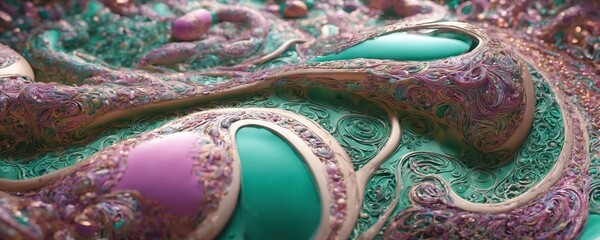 a close up of a green and purple pattern