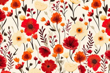 colorful flowers seamless pattern generative ai