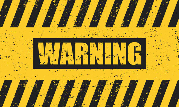 Abstract grunge black warning sign on a yellow background.