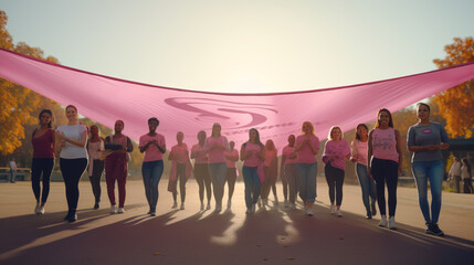 A group of survivors holding a banner at a cancer awareness event.