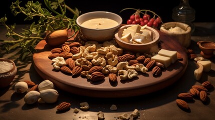 An artistic composition showcasing the culinary use of Brazil nuts, including Brazil nut butter, roasted Brazil nuts, and Brazil nut-infused dishes.