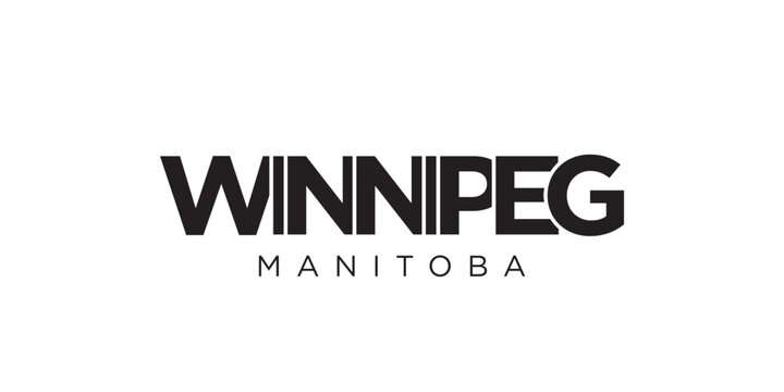 Winnipeg in the Canada emblem. The design features a geometric style, vector illustration with bold typography in a modern font. The graphic slogan lettering.
