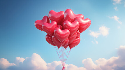 Fototapeta premium A heart-shaped balloon bouquet.