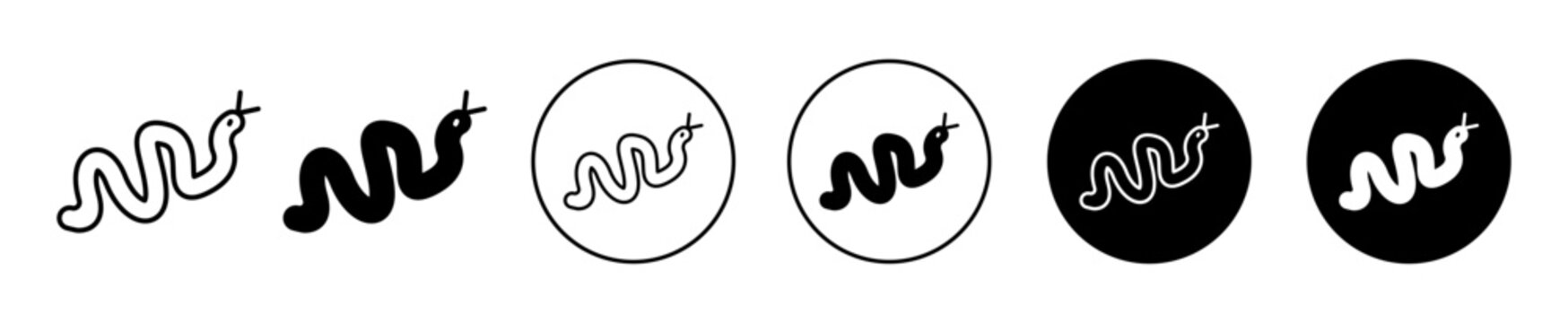 Snake icon. crawling reptile wildlife creepy venomous black mamba viper snake symbol logo. dangerous ophidian asp venom of python snake vector set. king cobra satan poison snake sign