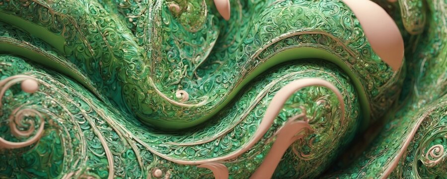a green and gold abstract pattern