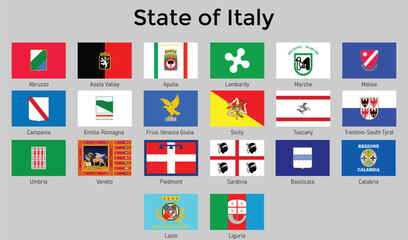 All states of Italy vector rectangular Simple Flags	