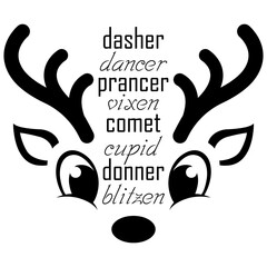 Merry Christmas,reindeer silhouette ,dasher dancer prancer vixen comet cupid donner blitzen, Reindeer jumping silhouette,deer star  © Arthit