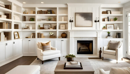 modern farmhouse living room with fireplace