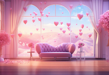 pink pupal sofa in a room  generated by AI technology