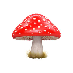 red and white, polka dot, mushroom isolated on transparent background, cut out, png