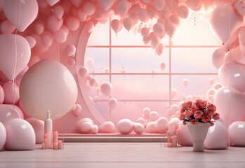 pink and white balloons  generated by AI technology