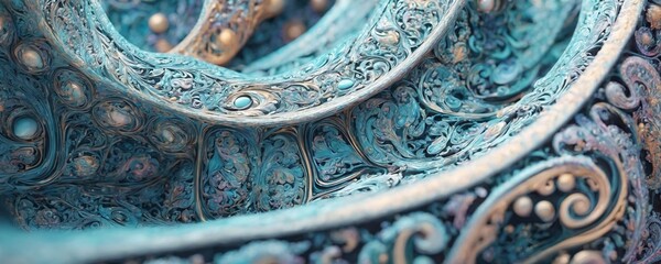a close up of a blue and white sculpture