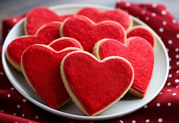 Naklejka na ściany i meble hearts on a plate generative by AI technology
