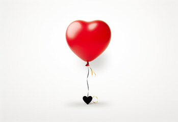 red balloon with heart generative by AI technology