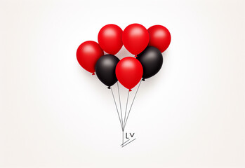 red balloons isolated on white background generative by AI technology