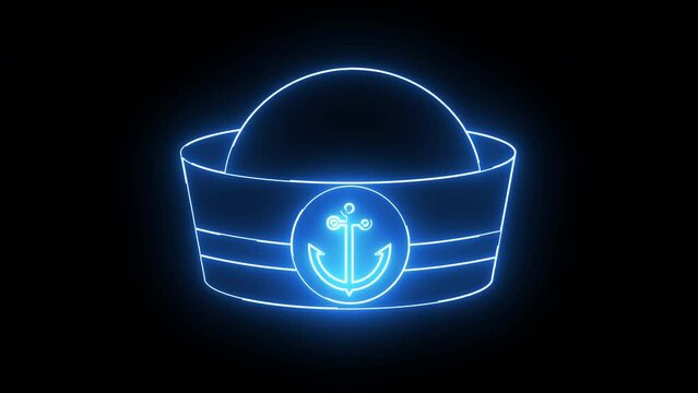 Animated sailor hat icon with a glowing neon effect