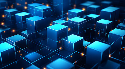 Interconnected blocks forming a secure network, representing the robustness and reliability of blockchain technology in digital security