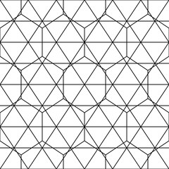 Mosaic. Rhombuses, hexagons, triangles, lozenges, diamonds, kites. Grid. Ancient ethnic motif. Geometric grate wallpaper. Parquet backdrop. Digital paper, web design, textile print. Seamless vector