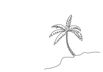 Palm one line drawing vector illustration.