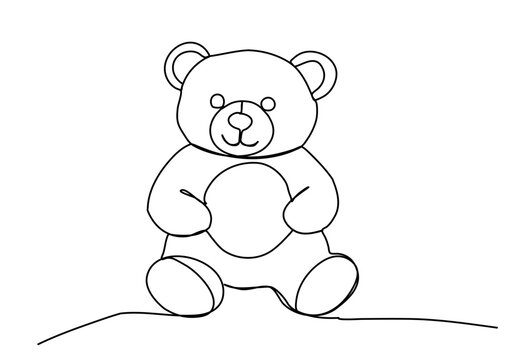 recommend clip art: Toy bear one line drawing vector illustration.