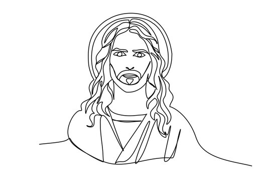 recommend clip art: Jesus Christ one line drawing vector illustration.