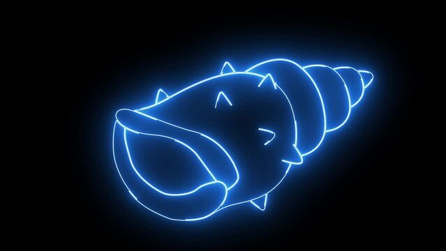 Animated seashell icon with a glowing neon effect