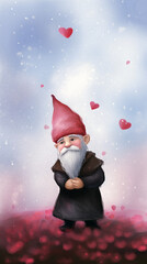 valentine's day gnome with hearts