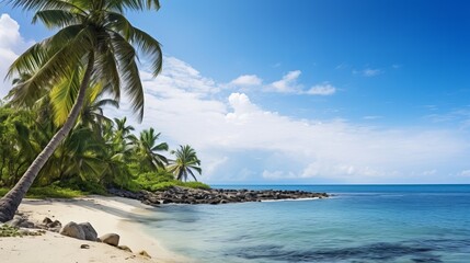 A tropical vacation scene during the summer.