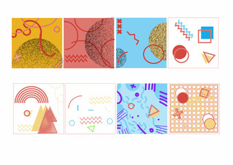  90's Seamless Pattern. Vivid, trendy, retro style patterns from 1990. Funky, abstract and vintage graphics. Seamless Abstract Geometric Poster, Banner.