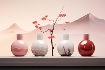 different type of perfume bottles in background