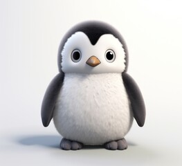 a plush penguin toy sits on a white background