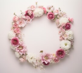 Fototapeta na wymiar a frame covered in pink and white flowers