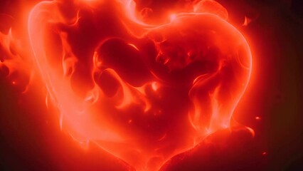 Animation of heart shape on fire dissolving
