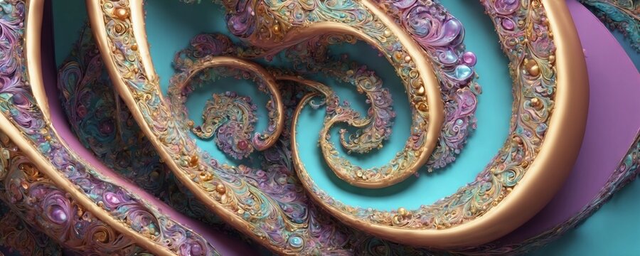 a spiral design with gold and purple swirls