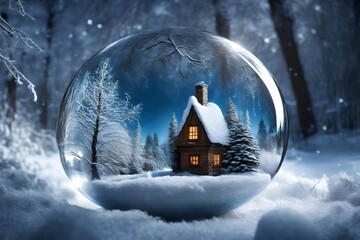 christmas winter snow house tree landscape holiday