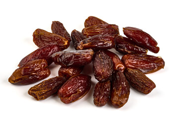 Dried dates, isolated on white background.