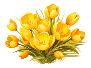 Obraz na płótnie Canvas Abstract yellow crocus flowers on white background 