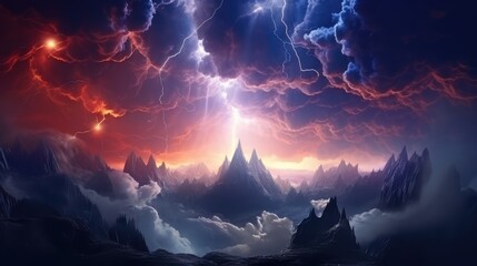 Dramatic thunderstorm illustration. Generative AI