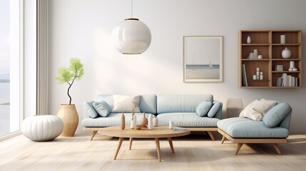 The background of the scandinavian living room interior design is zoomed in